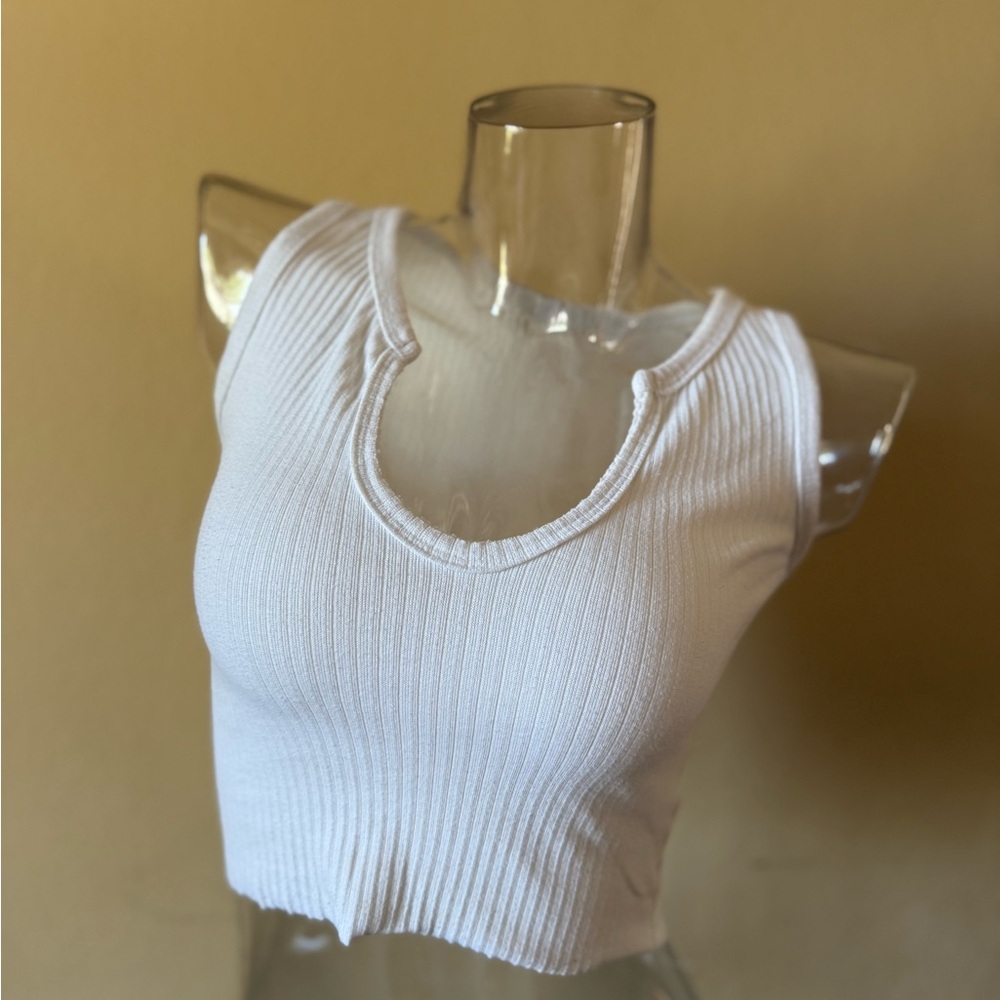 White Ribbed Sleeveless Top by Missguided